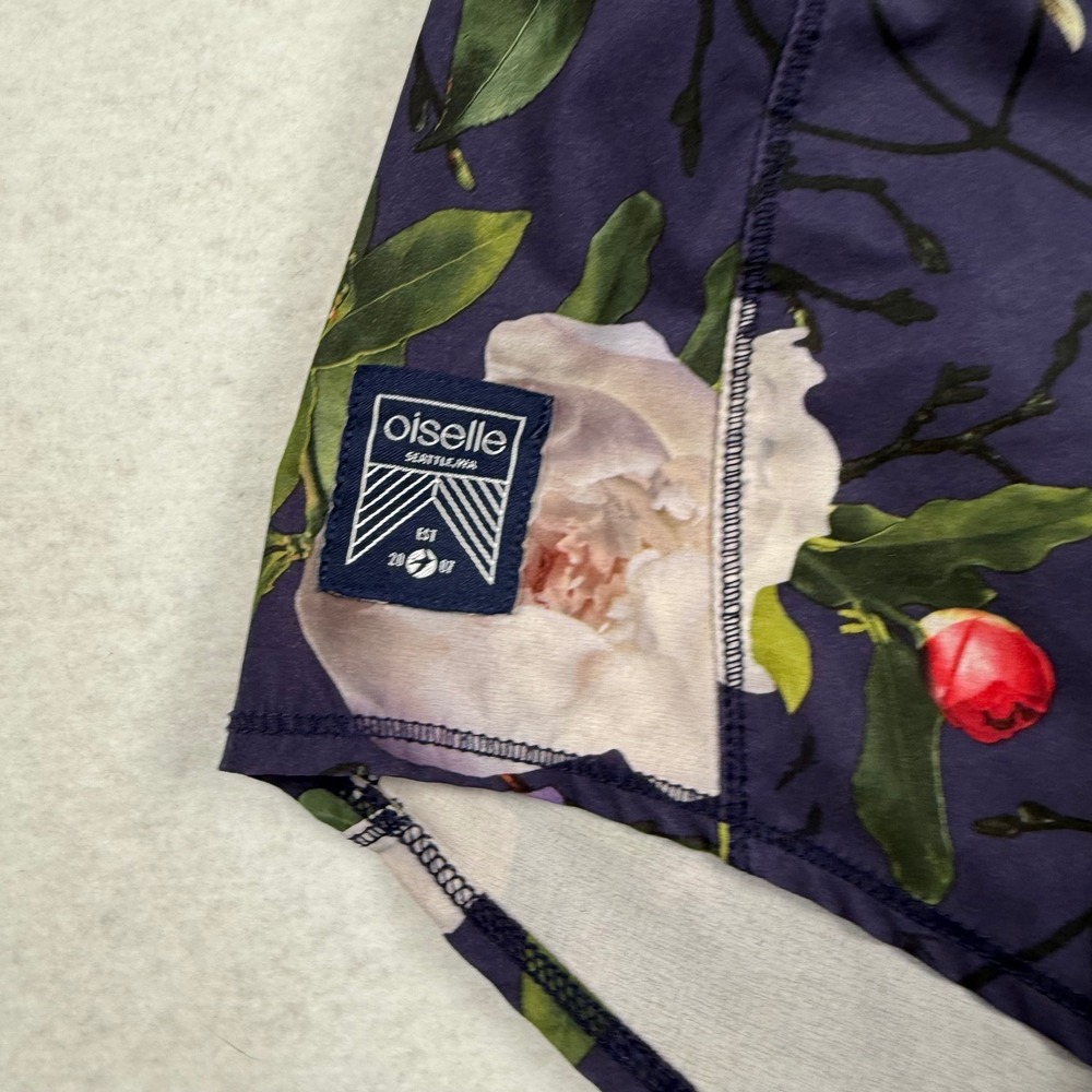 Oiselle Running Shorts‎ Womens 10 Navy Blue Floral Peony Print Athletic Running - Picture 3 of 7